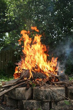 over stuffed wood firepit