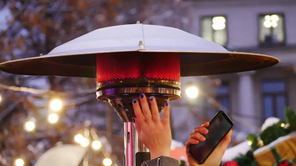 patio heater at a winter party