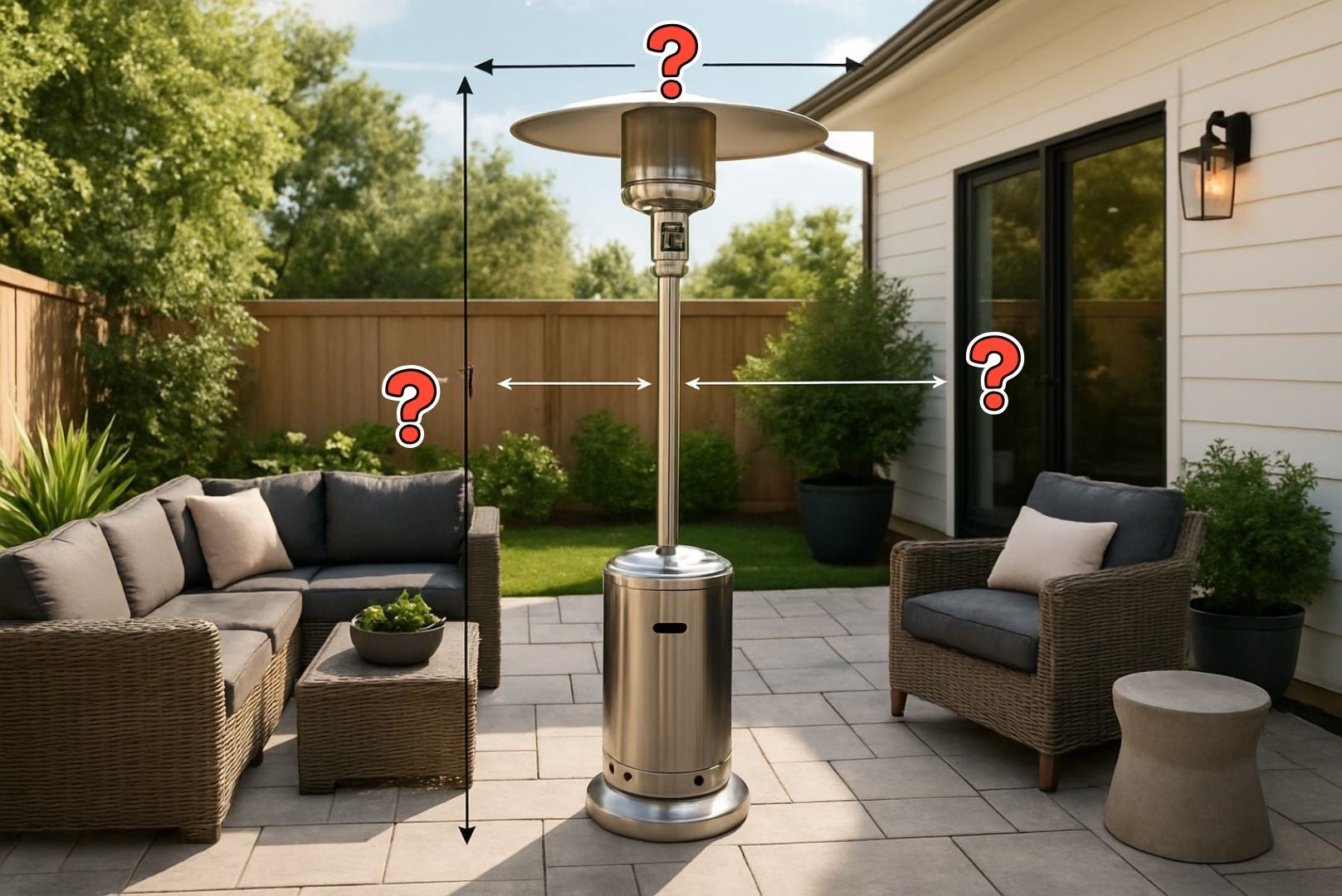 how far to set back items and things from your heater